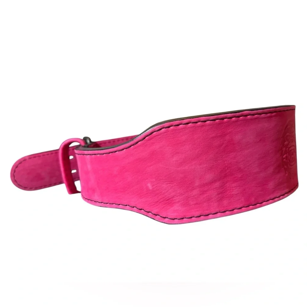 Inaka Power 10mm Magenta Leather Weightlifting Belt with Embossed Logo, size M - Picture 4 of 14